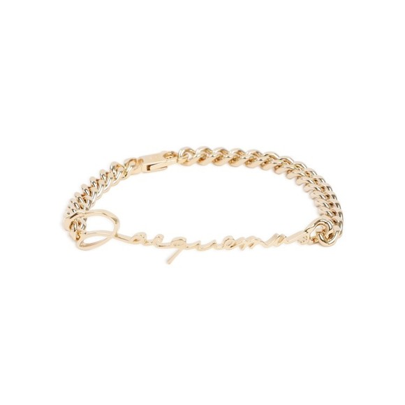 Jacquemus Golden-Tone Curb Chain Bracelet With Integrated Logo - NWT - Picture 1 of 3